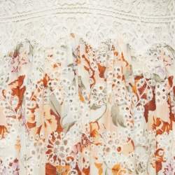 Pre Owned Zimmermann Multicolor Embroidered Cotton Lace Trimmed Midi Dress XS