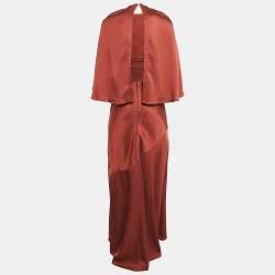 Pre Owned Zimmermann Brown Satin Eden Cape Maxi Dress M