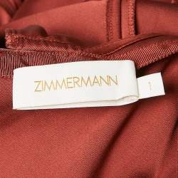 Pre Owned Zimmermann Brown Satin Eden Cape Maxi Dress M