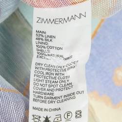 Zimmermann Multicolor Printed Linen and Silk Cut-Out Detail One Shoulder Gown M