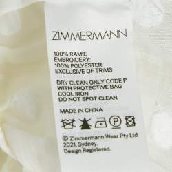 Pre Owned Zimmermann White Polka Dots Embroidered Ramie Tiered Mini Dress S