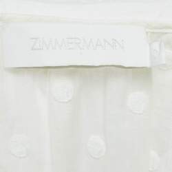 Pre Owned Zimmermann White Polka Dots Embroidered Ramie Tiered Mini Dress S