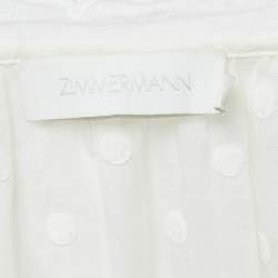 Pre Owned Zimmermann White Polka Dots Embroidered Ramie Tiered Mini Dress S