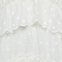 Pre Owned Zimmermann White Polka Dots Embroidered Ramie Tiered Mini Dress S