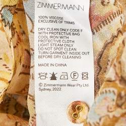 Pre Owned Zimmermann Orange Paisley Print Crepe Cowl Neck Blouse S