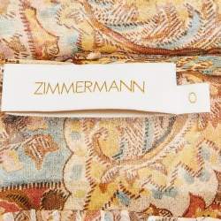 Pre Owned Zimmermann Orange Paisley Print Crepe Cowl Neck Blouse S