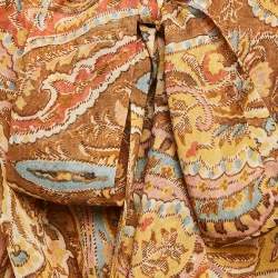 Pre Owned Zimmermann Orange Paisley Print Crepe Cowl Neck Blouse S