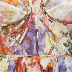 Pre Owned Zimmermann White/Purple Floral Print Linen Blend Mini Dress M