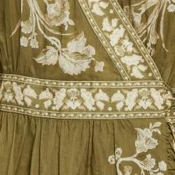 Pre Owned Zimmermann Green Floral Print Cotton Mini Anneke Wrap Dress M