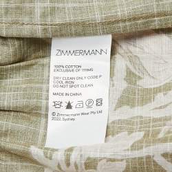 Pre Owned Zimmermann Green Floral Print Cotton Mini Anneke Wrap Dress M