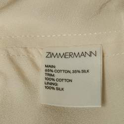 Pre Owned Zimmermann Off White Cotton Blend Ruffled Off Shoulder Crop Top M