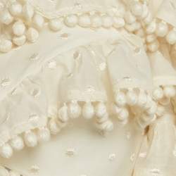 Pre Owned Zimmermann Off White Cotton Blend Ruffled Off Shoulder Crop Top M