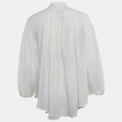 Zimmermann White Crinkle Cotton Voile Loose Fit Shirt M