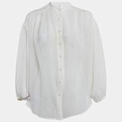 Zimmermann White Crinkle Cotton Voile Loose Fit Shirt M