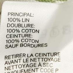 Pre Owned Zimmermann White/Green Leaf Print Linen Empire Playsuit M