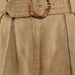 Zimmermann Olive Green Linen Belted Shorts M