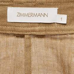 Zimmermann Olive Green Linen Belted Shorts M