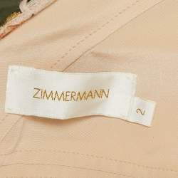 Pre Owned Zimmermann Beige Floral Print Linen Ruffled Crop Top M