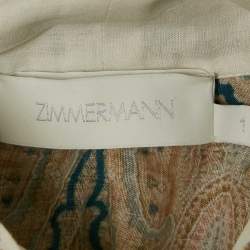 Pre Owned Zimmermann Off White Paisley Print Ramie Long Sleeve Shirt M