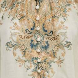 Pre Owned Zimmermann Off White Paisley Print Ramie Long Sleeve Shirt M