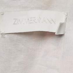 Pre Owned Zimmermann Green/Burgundy Floral-print Linen Cut-Out Allia Mini Dress M