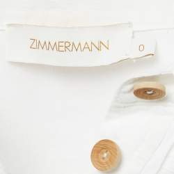 Pre Owned Zimmermann White Ramie Pocket Detail Short Sleeve Shirt S