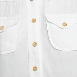 Pre Owned Zimmermann White Ramie Pocket Detail Short Sleeve Shirt S