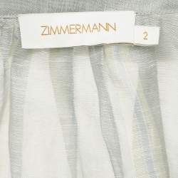 مملوكة مسبقًا Zimmermann Blue/Cream Striped Linen Blend and Lyrical Lace Mini Dress M