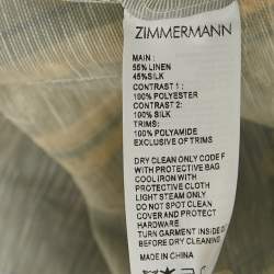 مملوكة مسبقًا Zimmermann Blue/Cream Striped Linen Blend and Lyrical Lace Mini Dress M