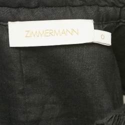 Pre Owned Zimmermann Black Plisse Ruffled Cut-Out Mini Dress XS