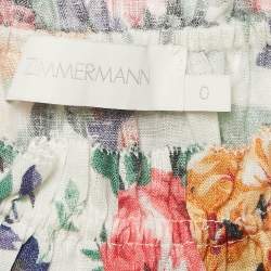 Pre Owned Zimmermann White Floral Print Linen Tie-Up Strap Detail Belted Allia Mini Dress XS