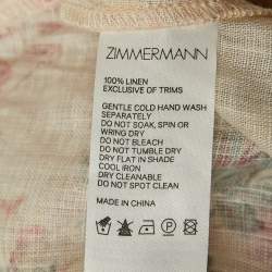 Pre Owned Zimmermann Beige Floral Print Off-Shoulder Ruffled Mini Dress XS