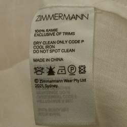 Pre Owned Zimmermann White/Pink Printed Ramie Nina Billow Blouse M