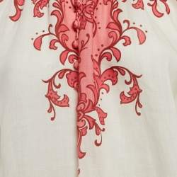 Pre Owned Zimmermann White/Pink Printed Ramie Nina Billow Blouse M
