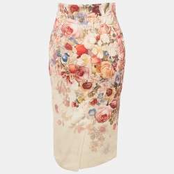 Zimmermann Peach Floral Print Linen Luminosity Midi Skirt S