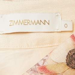 Zimmermann Peach Floral Print Linen Luminosity Midi Skirt S