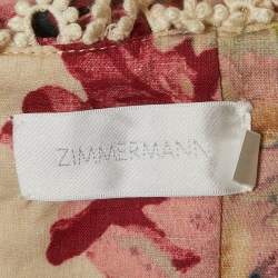 Zimmermann Beige Floral Print Linen Blend Skirt and Top Set S/M