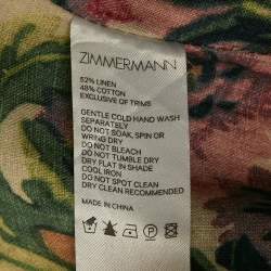 Zimmermann Beige Floral Print Linen Blend Skirt and Top Set S/M