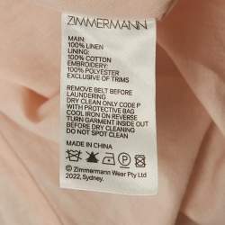 Pre Owned فستان زيمرمان قصير ميني كتان مورد زهري بحزام مقاس وسط - ميديوم