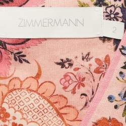 Pre Owned فستان زيمرمان قصير ميني كتان مورد زهري بحزام مقاس وسط - ميديوم