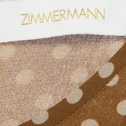 Zimmermann Brown Polka Dot Print Crepe Pleated Long Dress L