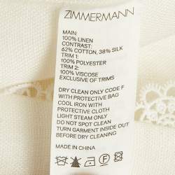 Zimmermann White Linen Lace Insert Top and Skirt Set S