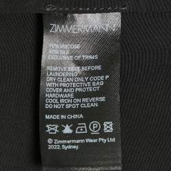 مملوكة مسبقًا Zimmermann Black Silk Blend Belted Button Front Midi Dress M