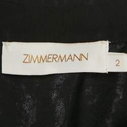 مملوكة مسبقًا Zimmermann Black Silk Blend Belted Button Front Midi Dress M