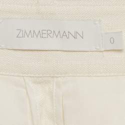 Zimmermann Off White Linen Straight Leg Trousers S