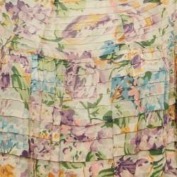 Pre Owned Zimmermann Beige Floral Crepe Print Pintuck Detail Short Dress M