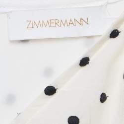 Pre Owned Zimmermann Off-White Swiss Dot Crepe Ruched Short Dress M