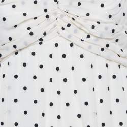 Pre Owned Zimmermann Off-White Swiss Dot Crepe Ruched Short Dress M