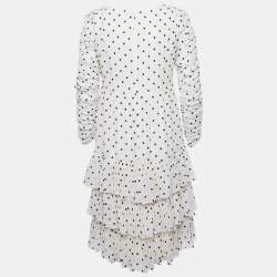 Pre Owned Zimmermann Off-White Swiss Dot Crepe Ruched Short Dress M