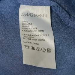 Pre Owned Zimmermann Blue Floral Print Chiffon Silk Cut-Out Bellitude Dress S